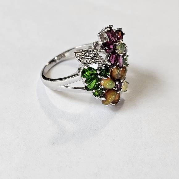 Gorgeous Genuine Gemstone Ring in Rhodium over Sterling Silver Sz 9.5! - Picture 4 of 9